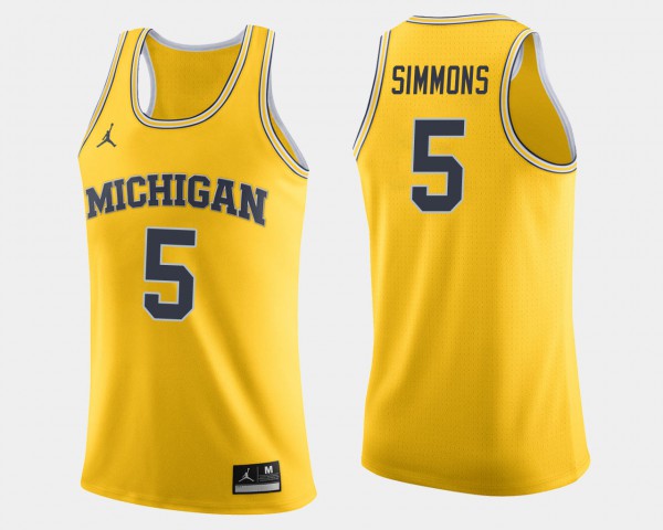Michigan Wolverines #5 For Men Jaaron Simmons Jersey Maize College Basketball NCAA